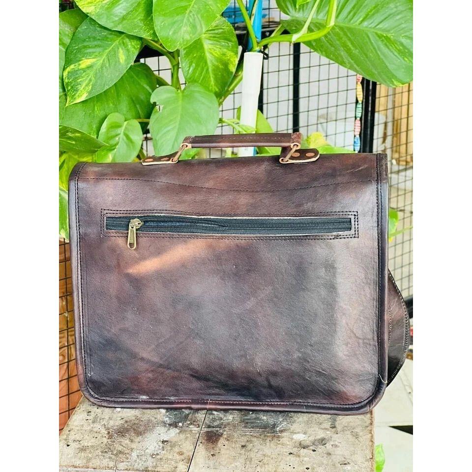 Genius Leather Messenger Bag Men's Satchel Briefcase Genuine Vintage