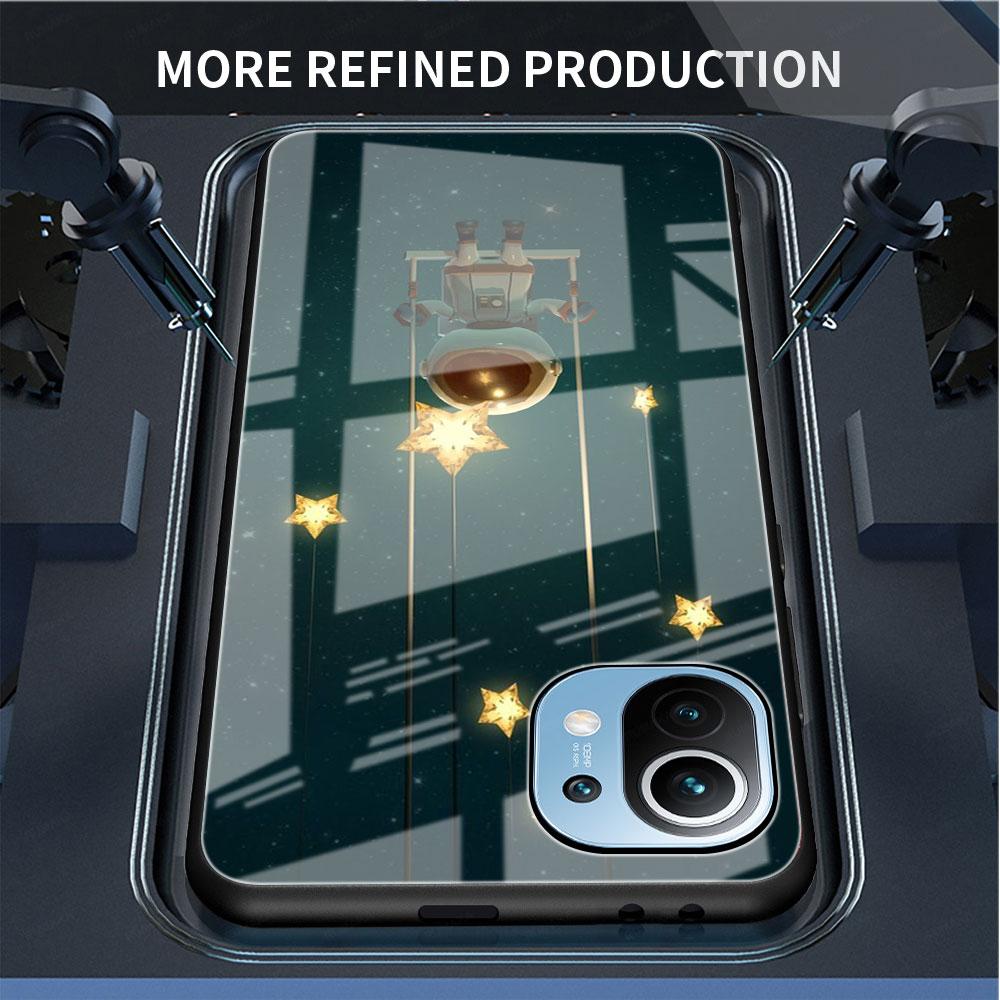 Glass Case For Xiaomi Poco X3 NFC 11 Lite 11T F3 M3 For Redmi Note 11 10 9 8 Pro 10S 9S 9A 9C Phone Cover Astronaut Spaceship