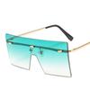 Oversized Rimless Sunglasses for Women Metal Gradient UV400 Luxury Fashion Shades Eyewear