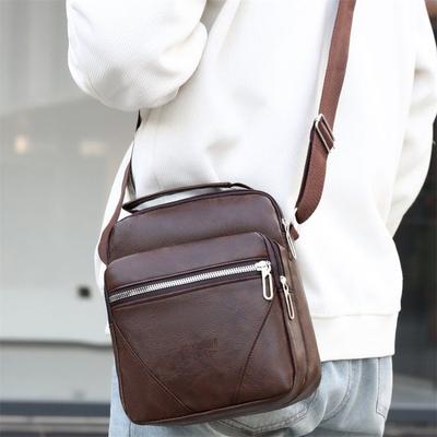 Geantă de umăr simplă, geantă crossbody versatilă pentru bărbați, croială strânsă din PU impermeabilă