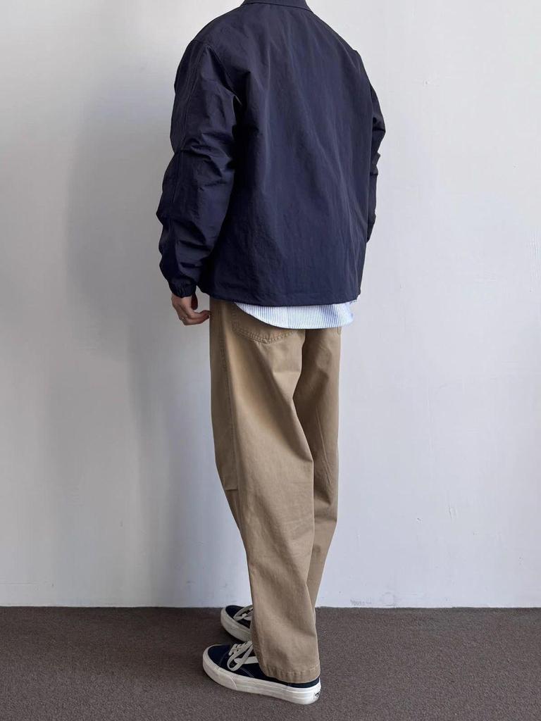 Herren Japanische Retro Locker Geschnittene Coachjacke - Umlegekragen, Vielseitige Unifarbe, Schlichte Frühling/Herbst Arbeitskleidung, Trendiger Uniformstil.