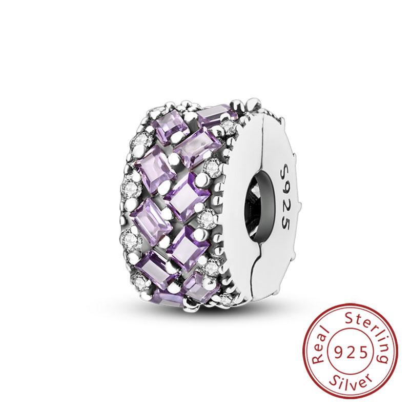 Fit Original Charms Beads Copper Clip Charms Zircon Silicone Spacer Beads For Bracelet Women Diy Gift Party