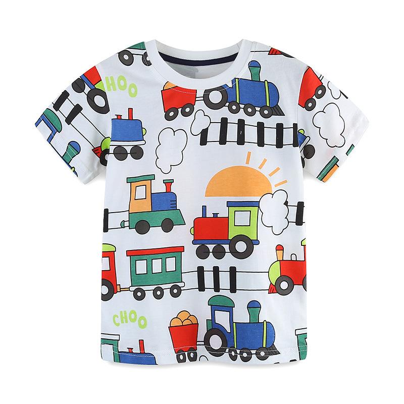 

Summer Children s Clothing T-shirts Children s Cartoon Printed T-shirts Knitted Cotton Round Neck Boys Tops 90