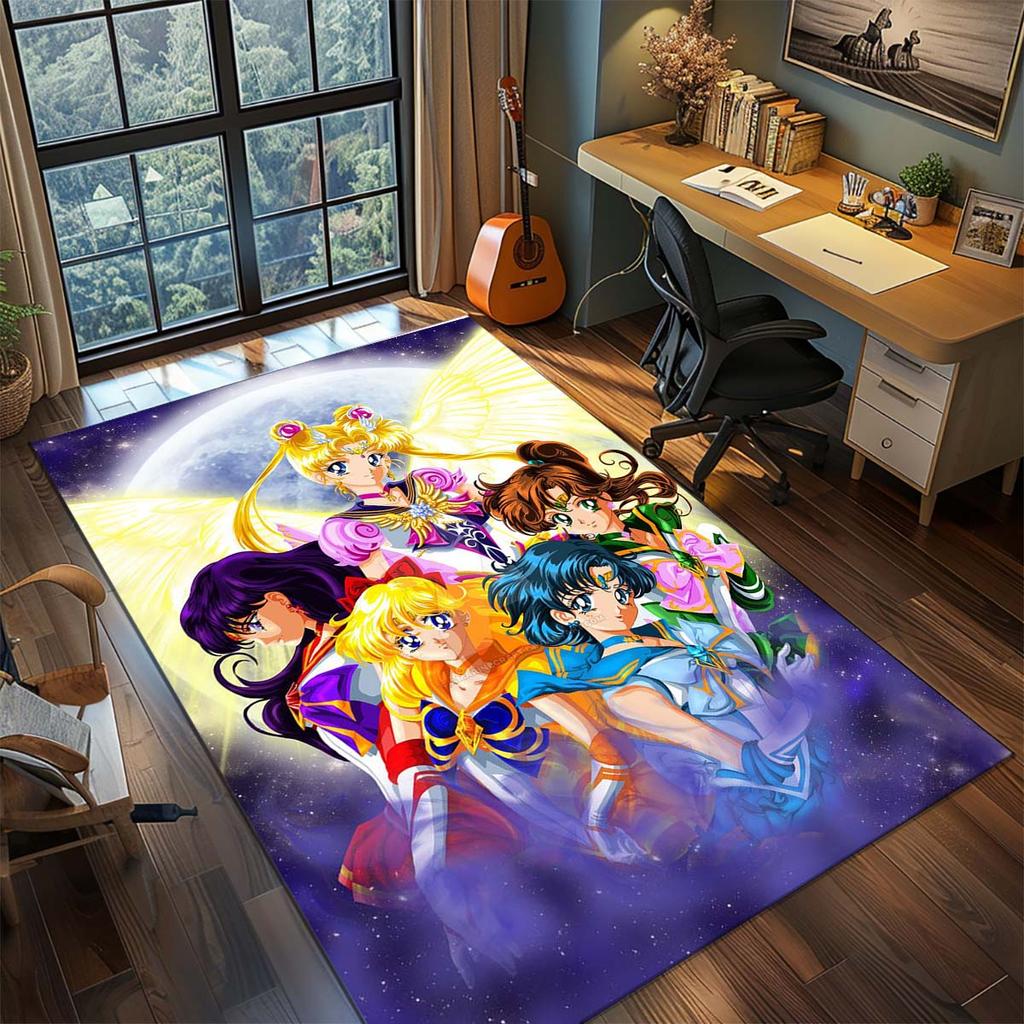 Sailor Moon Anime Teppich Großer Teppich Rutschfeste Waschbare Fußmatte Gamer Zimmer Schlafzimmer Heimdekoration -QJY