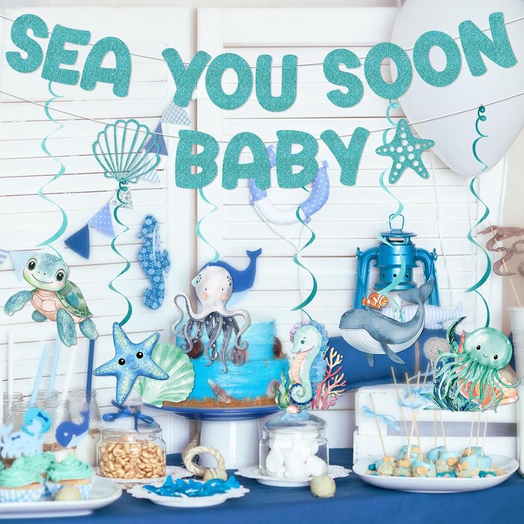 Sea You Soon Baby Shower Decorations - Under The Sea Baby Shower Decorations Sea You Soon Baby Banner