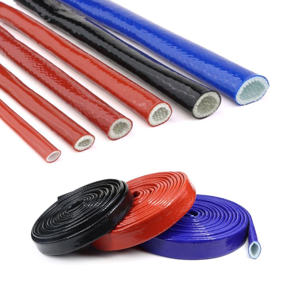 1M Fiberglass Insulation Heat Shielded Silicone Coated Fire Thermo Armor Tube  Electrical Wiring
