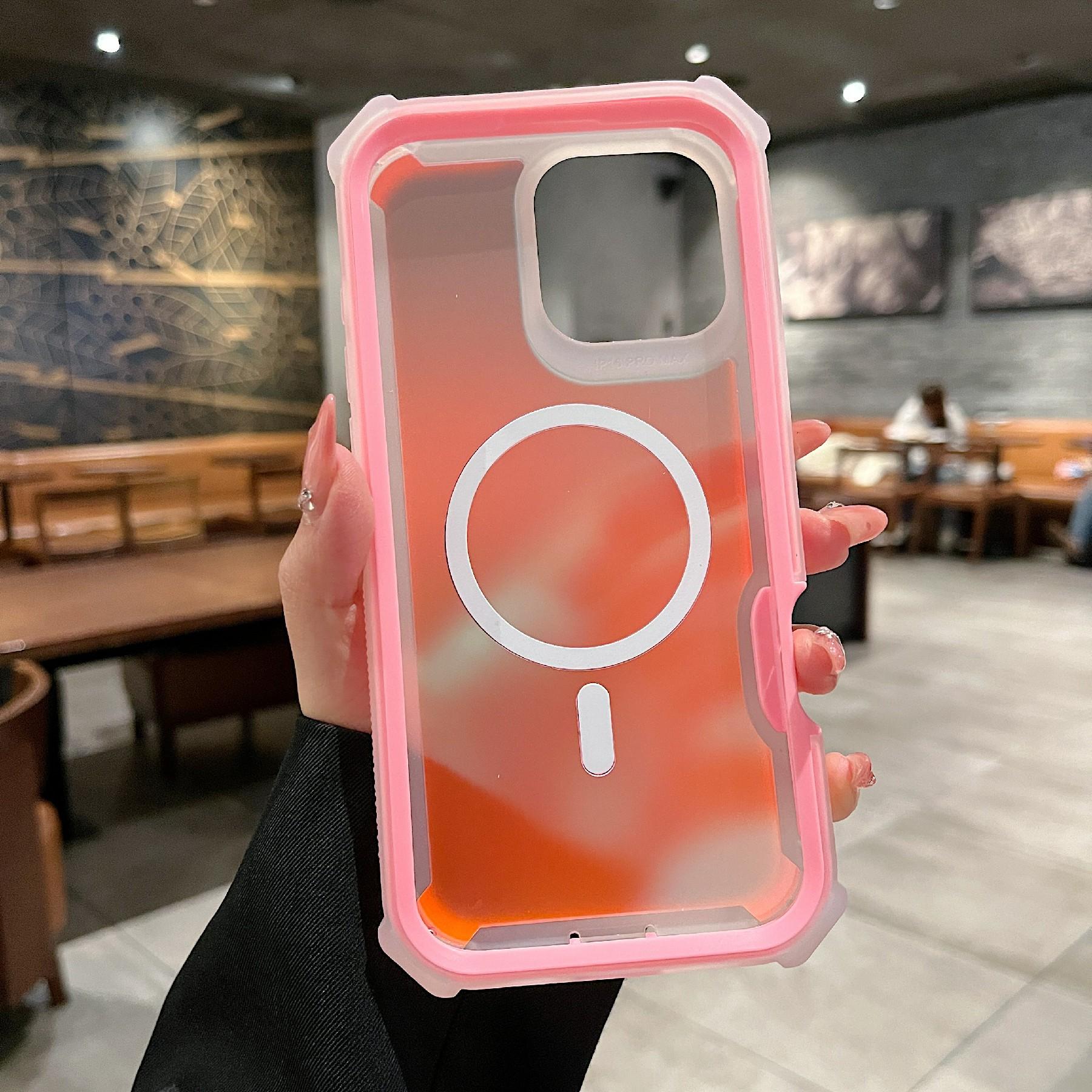 

For iPhone 16 Pro Magnetic Case Chameleon Anti Drop TPU+PC Phone Cover As Shown D