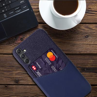 Für Samsung Galaxy A35 5G Slim-Fit Hülle Stoff+PU-Leder+PC Kartenhalter Handyhülle
