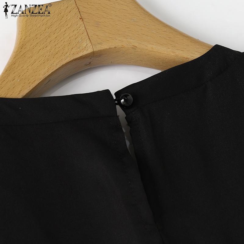 ZANZEA Women Casual O-neck Short Sleeve Summer Patchwork Dress