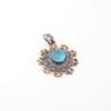 Blue Cat's Eye Gemstone 925Sterling Silver Jewelry Handmade Dainty Pendant1.26" PP-32-46