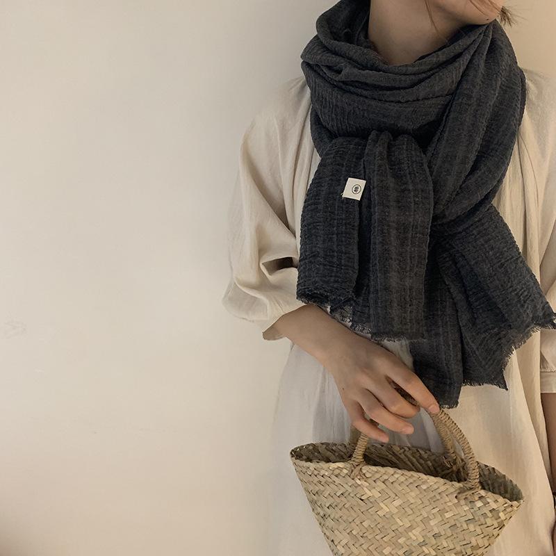 Autumn and Winter Cotton and Linen Women's Scarves Solid Color Shawls Travel Sun Protection Scarves