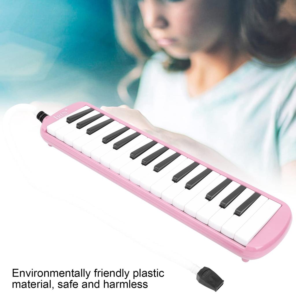 IRIN Melodic Cassette 32 Key Wind Instrument Pianica Melodica Piano Style Portable with Carrying Perfect for Beginners and Pink Bag, Practice,