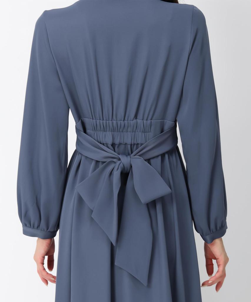 Mishmash MM447415 BLUE Shirt Dress with Front Waist Puff Long Simple Design Women's Buttons, Opening, Belt, Sleeves, Length, Basic,