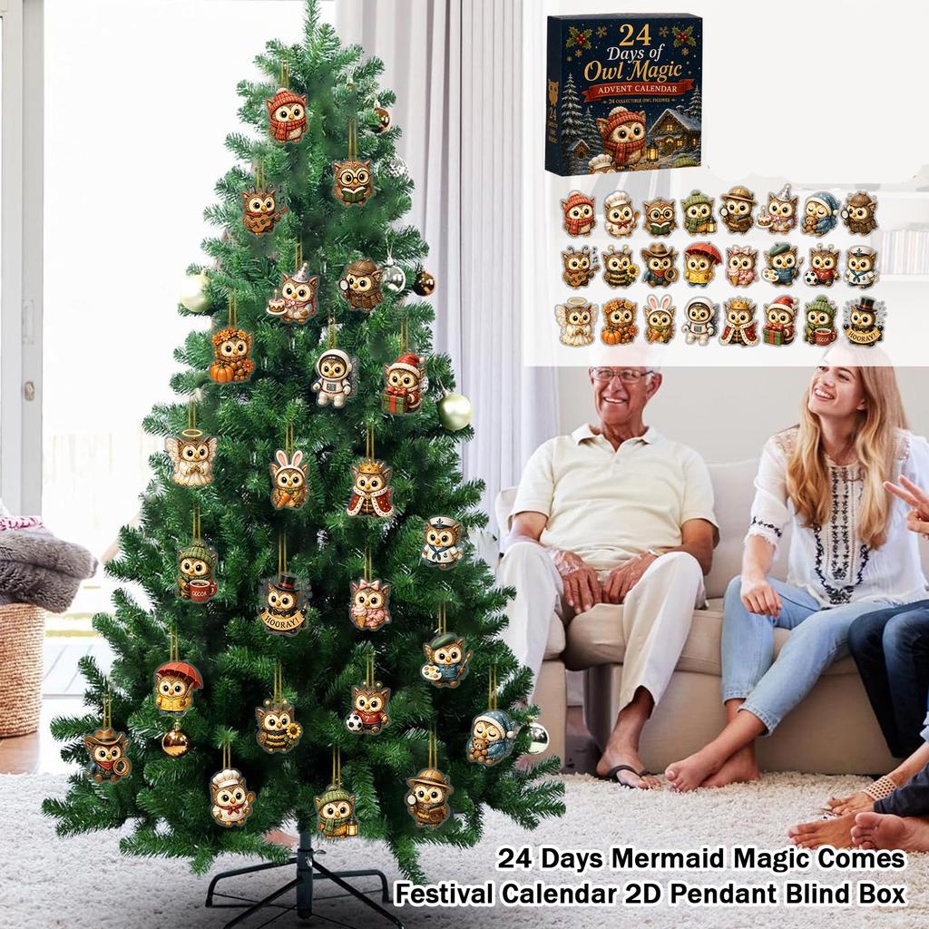 -Day Advent Calendar with 2D Pendant Ornaments - Christmas Countdown for Kids and Adults