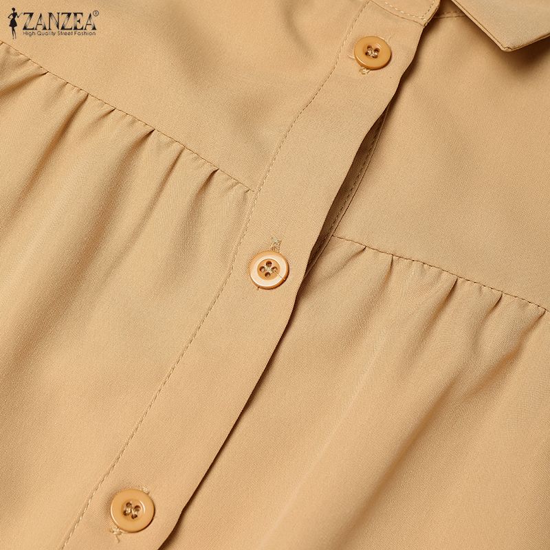 ZANZEA Conjuntos de traje casual de dos piezas con blusa y pantalones de manga 3/4 para mujer