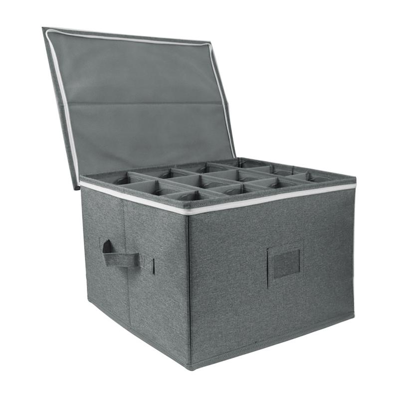 12 stk Glass Vinglass Stenkvarer Oppbevaringsbokser med skillevegger