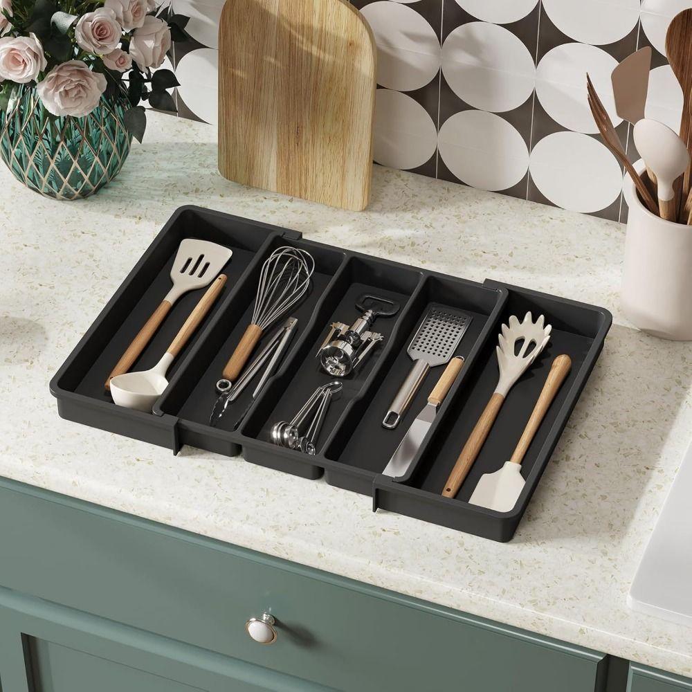 Save Space Tableware Organizer Plastic Cutlery Drawer Organizer  Holding Spoons,Forks