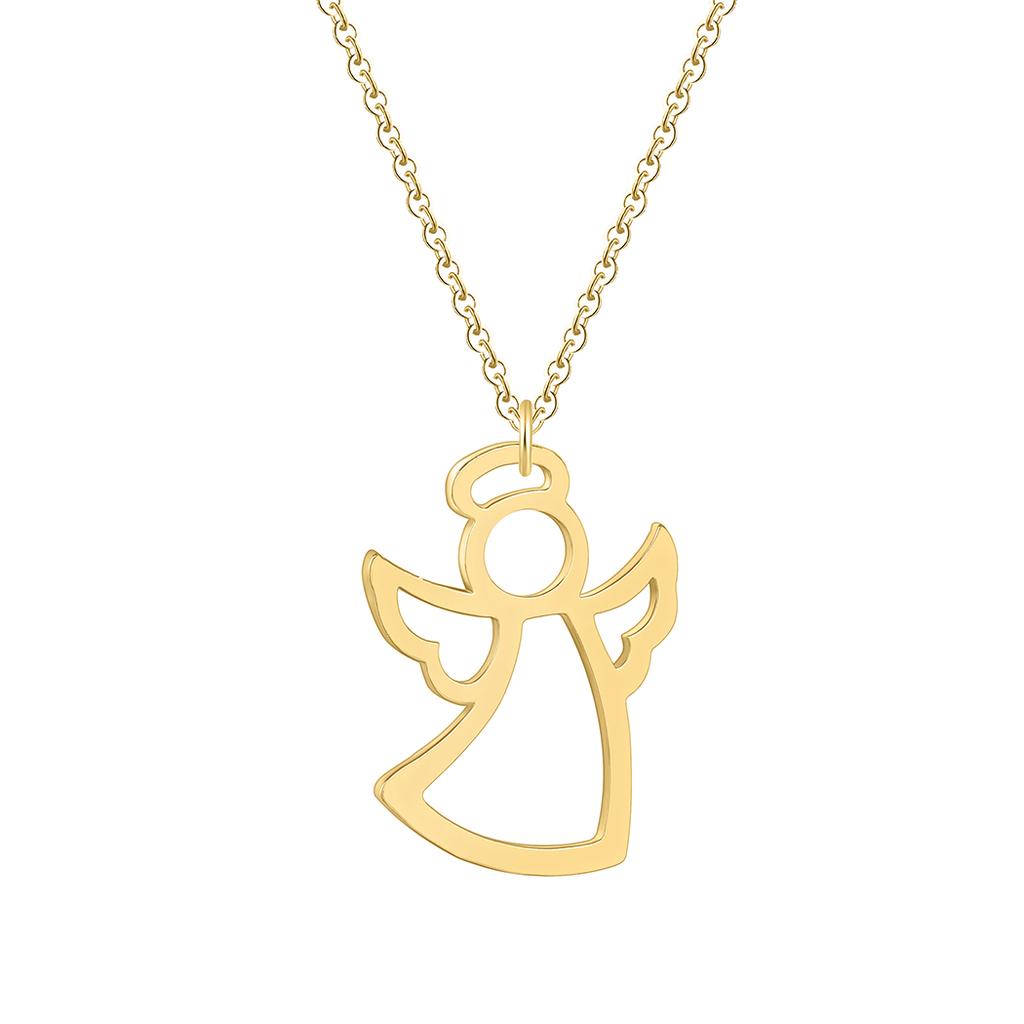 Kinitial Fashion Angel Wings Necklaces for Women Girl Guardian Angel Pendant Statement Choker Necklace White Angel Gift Jewelry