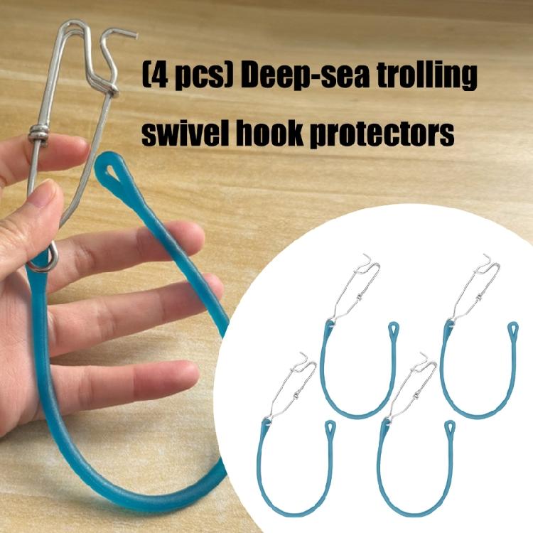 4Pcs Deep Sea Trolling Fishing Pin Buffer Fast Fishing Clip Replacement Fishing Hook Lures Connector with Shock Cord