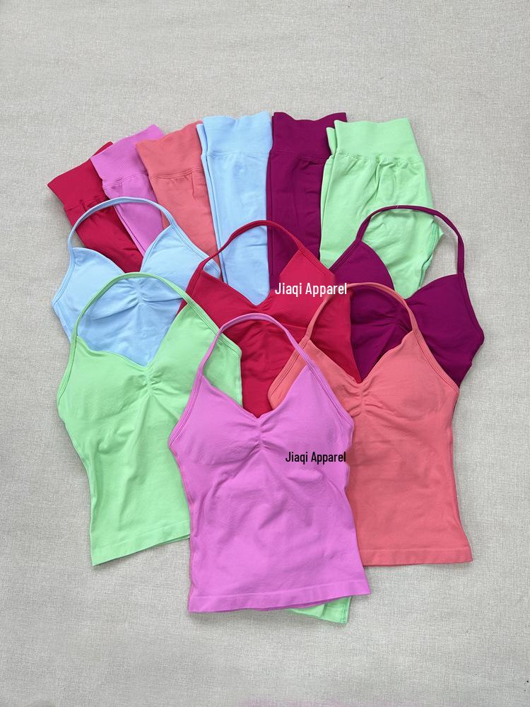 DFYNE Yoga Wear: V-Neck Tank Top & Seamless Long Pants Set