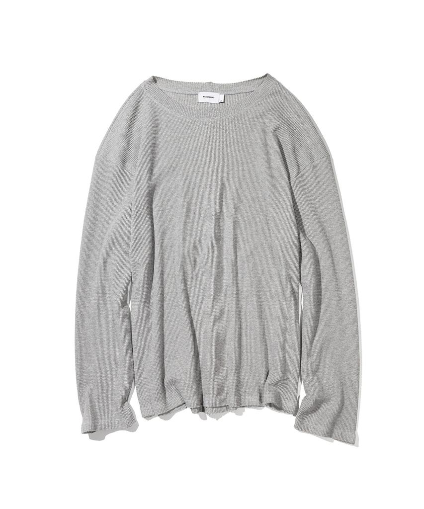 Mass Known Waffle Cut Divide Boat Neck Long Sleeve Mssls002-Gy