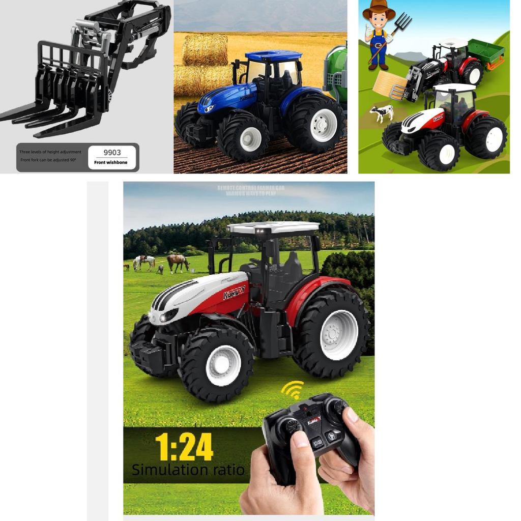 2.4g Slitina Rc Farmářský Stavební Traktor Hračka Pro Děti 4-6 Let