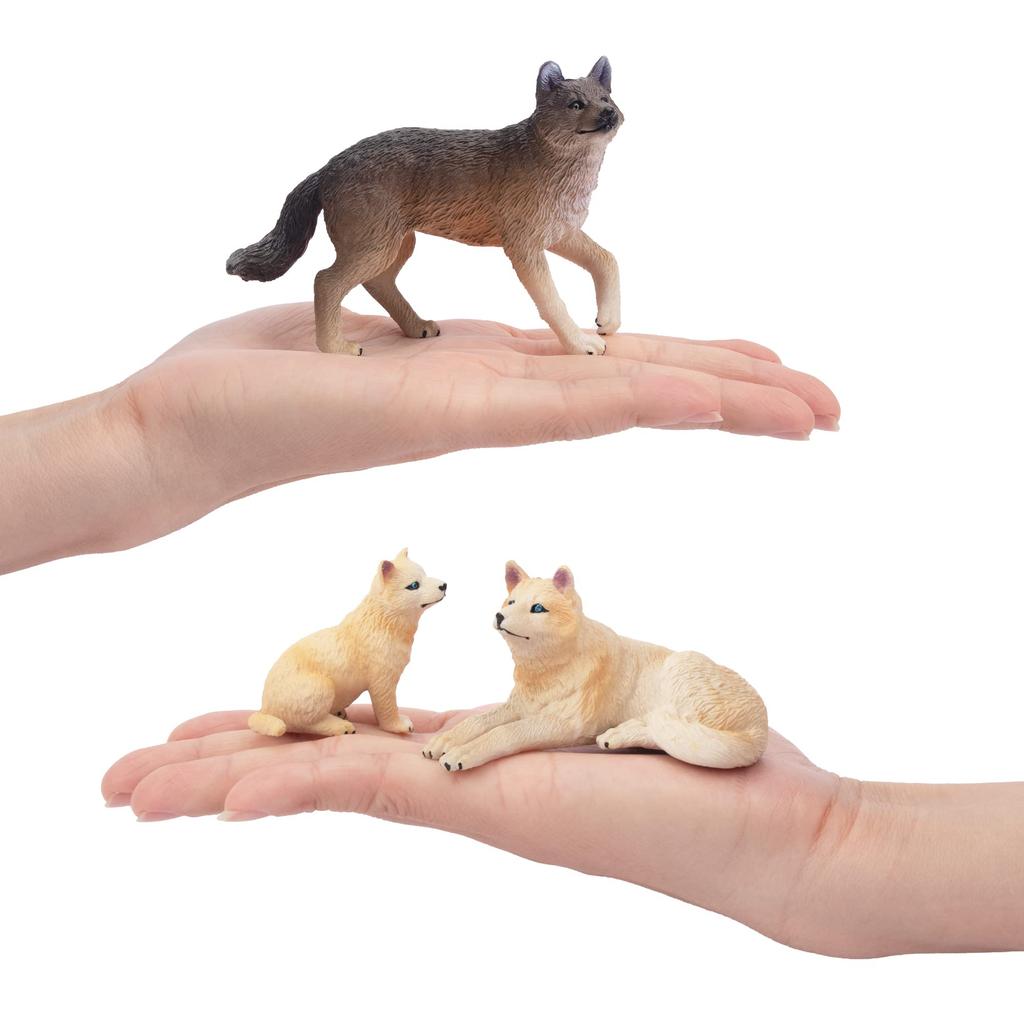 TOYMANY 8 ks Figurky vlků Sada figurek zvířat Realistická hračka zvířat Vlčí rodina Populární hračka zvířat Narozeninový dárek Vánoce Nový rok Dekorace Kolekce