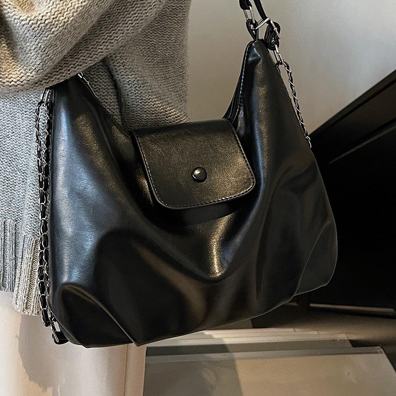 Premium Sense Retro Large-Capacity Bag Women'S Season Commuter Double Shoulder Back Bag Single Shoulder Tote Bag