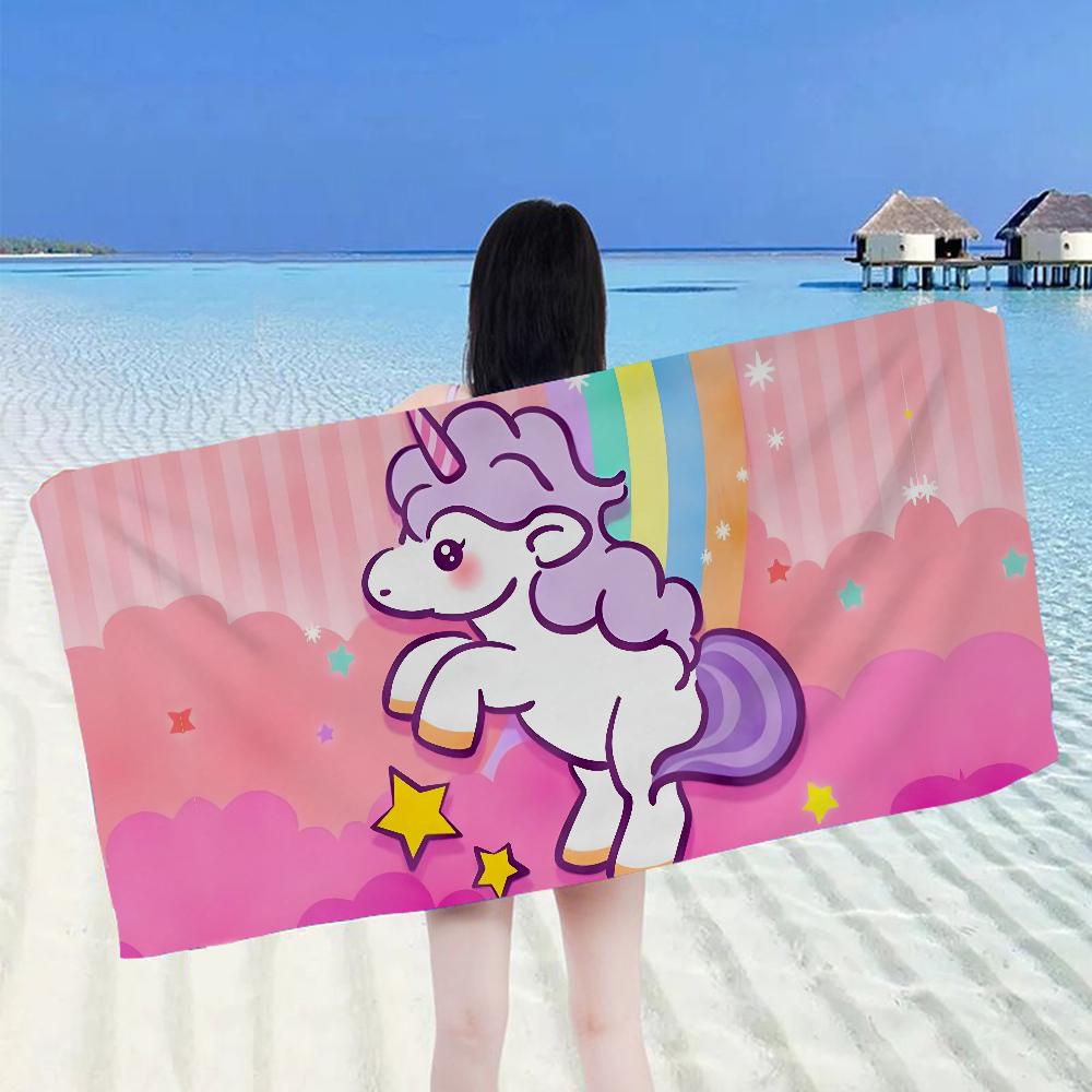 Cartoon Unicorn Animal Microfiber Beach Towel Absorbent Quick dry Soft Yoga Swimming Resort Mountain Climbing Towel