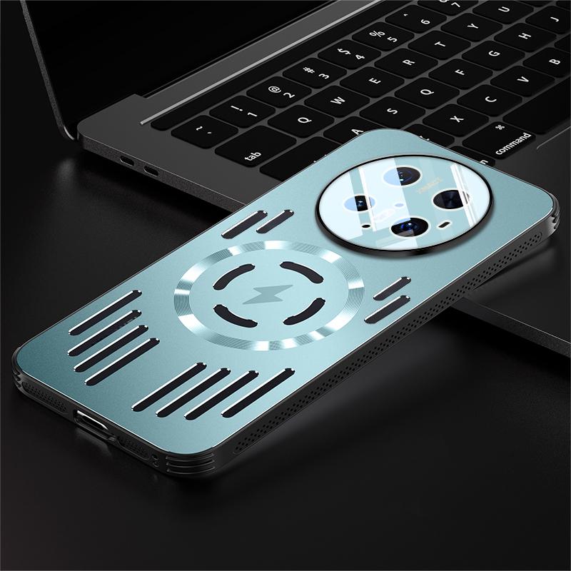 

Жесткий металлический чехол для отвода тепла с магнитной беспроводной зарядкой для Huawei Mate 70 60 50 40 Pro Крутой защитный чехол на заднюю панель Mate 40 Pro синий