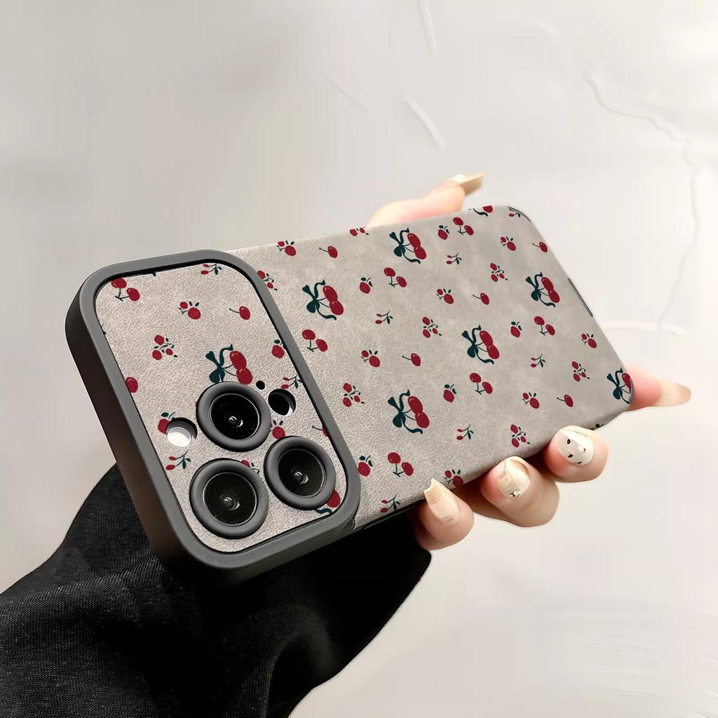 Full Screen Red Cherry, Suitable for Apple 17promaxs Mobile Phone Case iPhone15/16pro Simple Women's Model