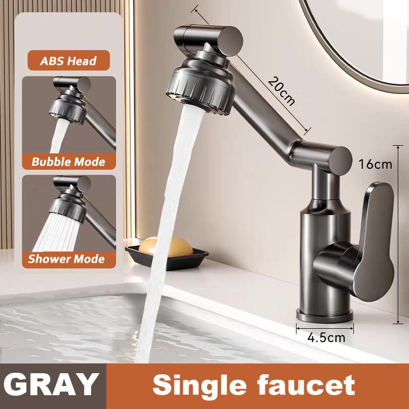 Kitchen Faucet 360-Degree Swivel Spout Kitchen Bathroom Faucet Stainless Steel Mechanical Arm Design Hot and Cold Mixer