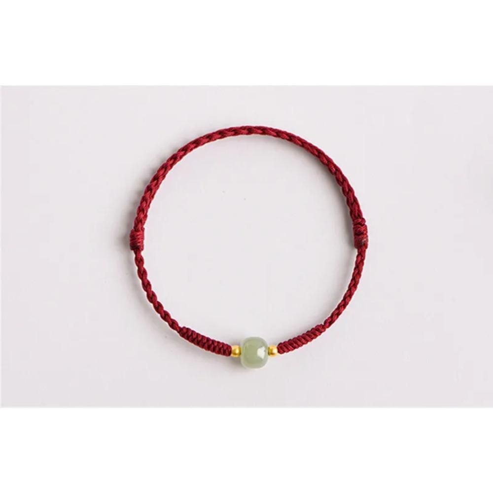 Natural Hetian Jade Transfer Lucky Bead Bracelet Anklet Ornament Accessorie Rope Tie Foot Friend Gift Red Rope Simple Personalit