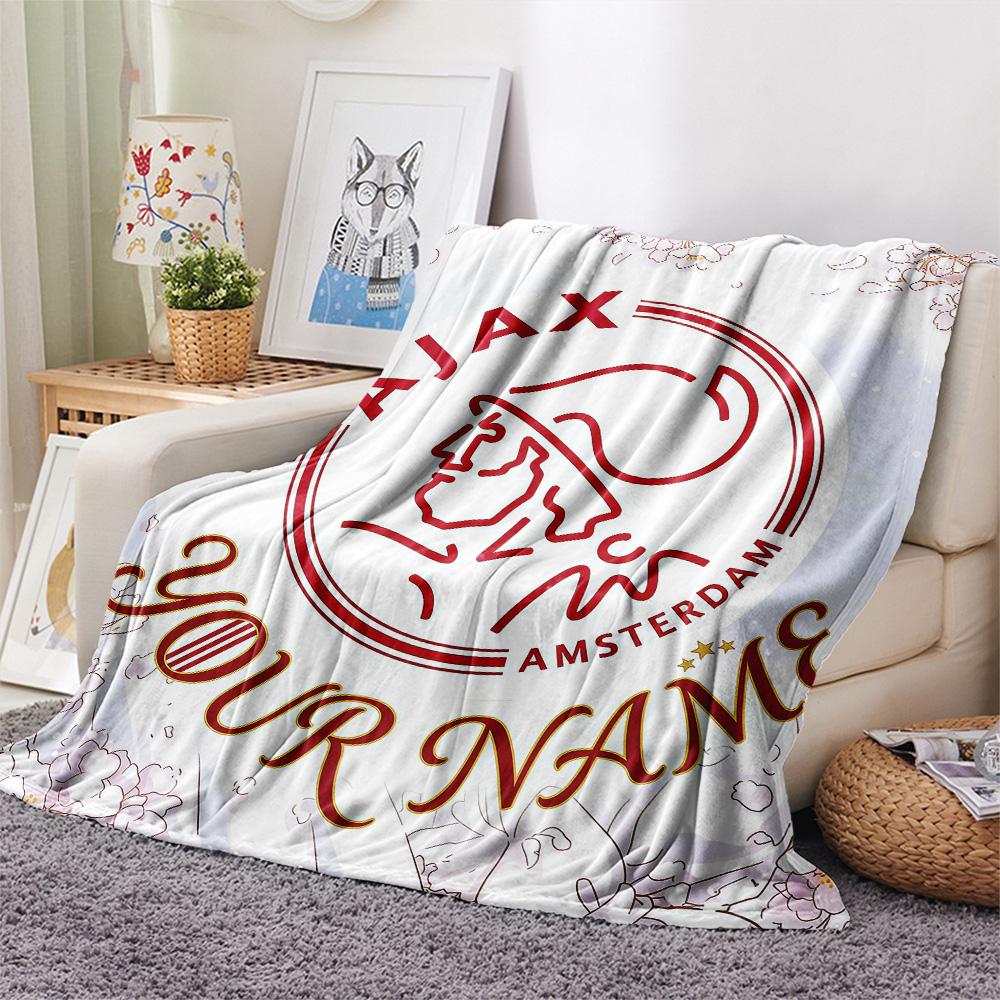 Custom Name Ajax Amsterdam Flannel Blanket, High Quality Comfortable for All Seasons, Home Decor, Warmth and Comfort