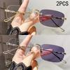 2PCS Po-sensitive Color-changing Anti-blue Light Nearsighted Glasses Rimless And Elegant Style Model 2190