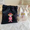 Cartoon Little Girl Mini Makeup Bag Embroidered Cute Girls Portable Pouch Bags Reusable Storage Bags for Women Kawaii Gifts New
