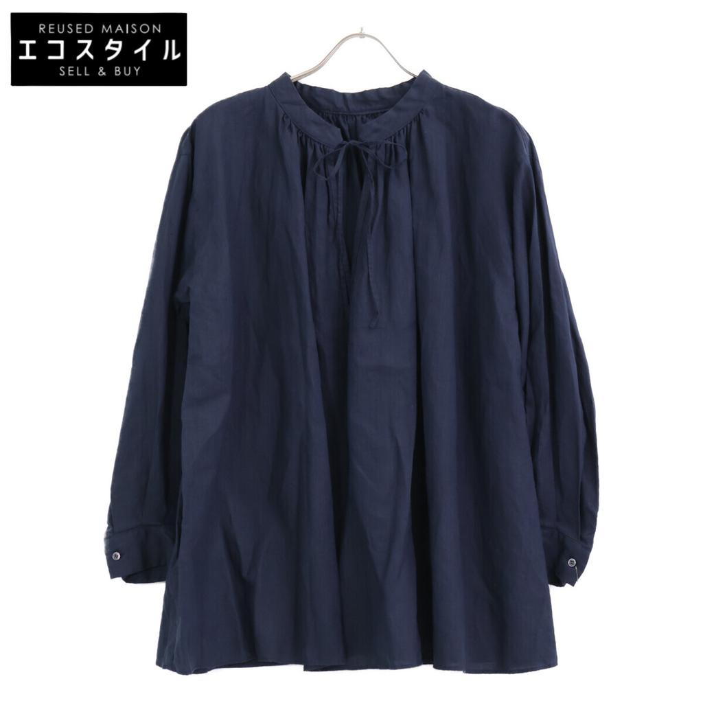 Graphpaper GL241-50277B Linen Smock Blouse / Linen Smock Blouse tops 00 NavyUsed