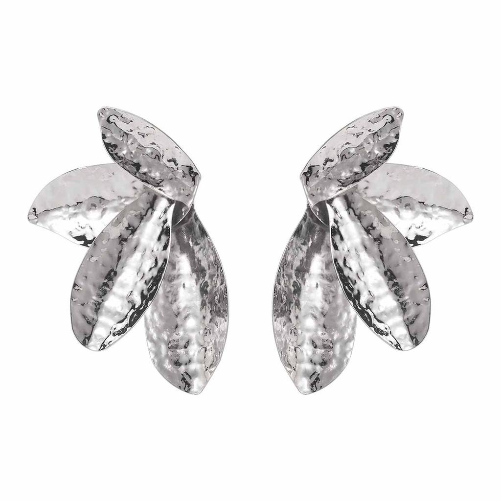 E11181 Retro Metal Eco-friendly Pleated Texture Earrings, Light Luxury Leaf Geometric Earrings, Earrings for Women