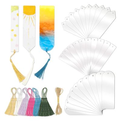 Lot de 30 Marque-pages Vierge en Acrylique Craft Marque-page Vierge Transparent en Acrylique avec 30 Pompons pour Projets DIY Étiquette Cadeau