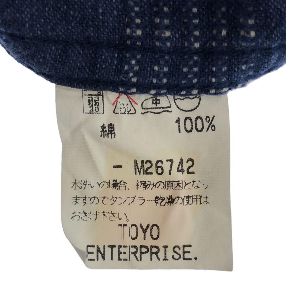SUGAR CANE Toyo Enterprise Border Long Sleeve Cotton Shirt LARGE Blue Men's Used