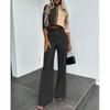 Crop Cropped Top Wide-Leg Pant Suit Crop-Top Short Top Loose Pants Two-piece Set