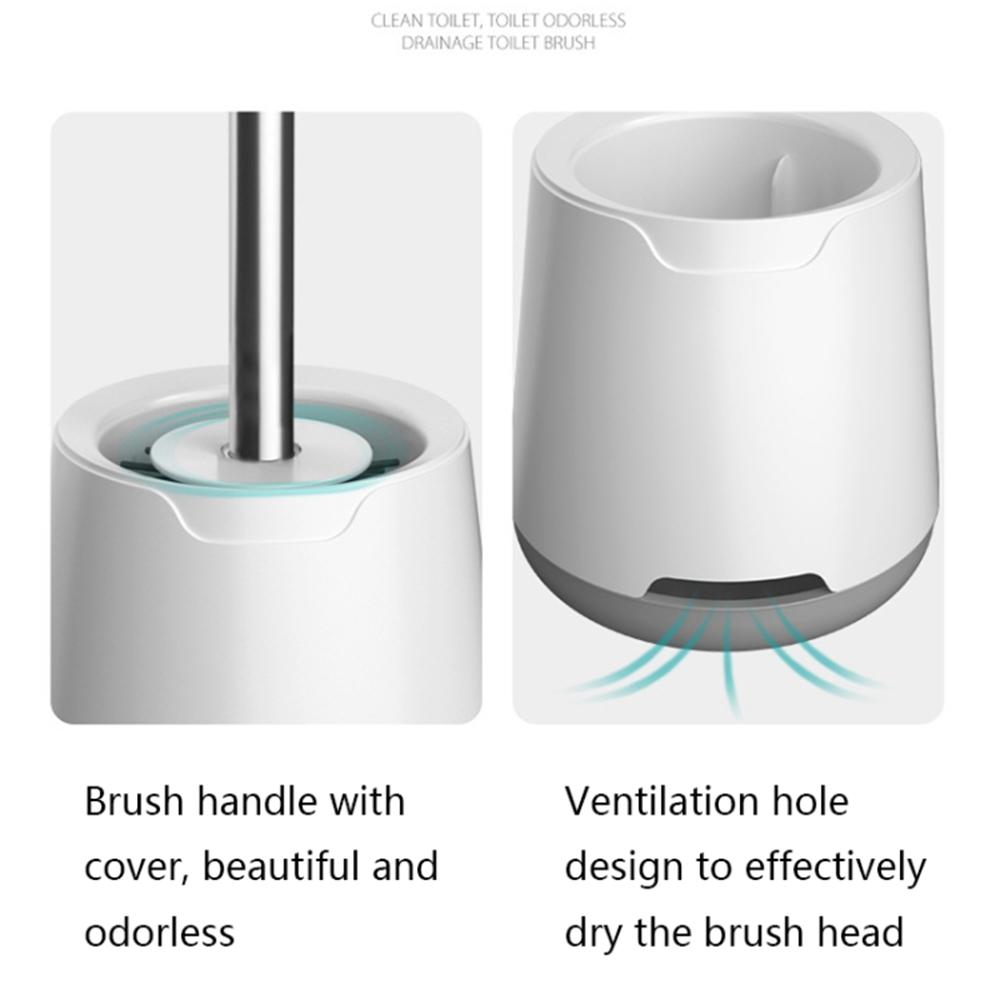 Soft Silicone Toilet Brush with Holder Long Handle Cleaning Brush No Dead Angle for Bathroom