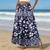 Women Elastic Waist Floral Print Boho Maxi Skirt with Pockets Lightweight A Line Long Skirt