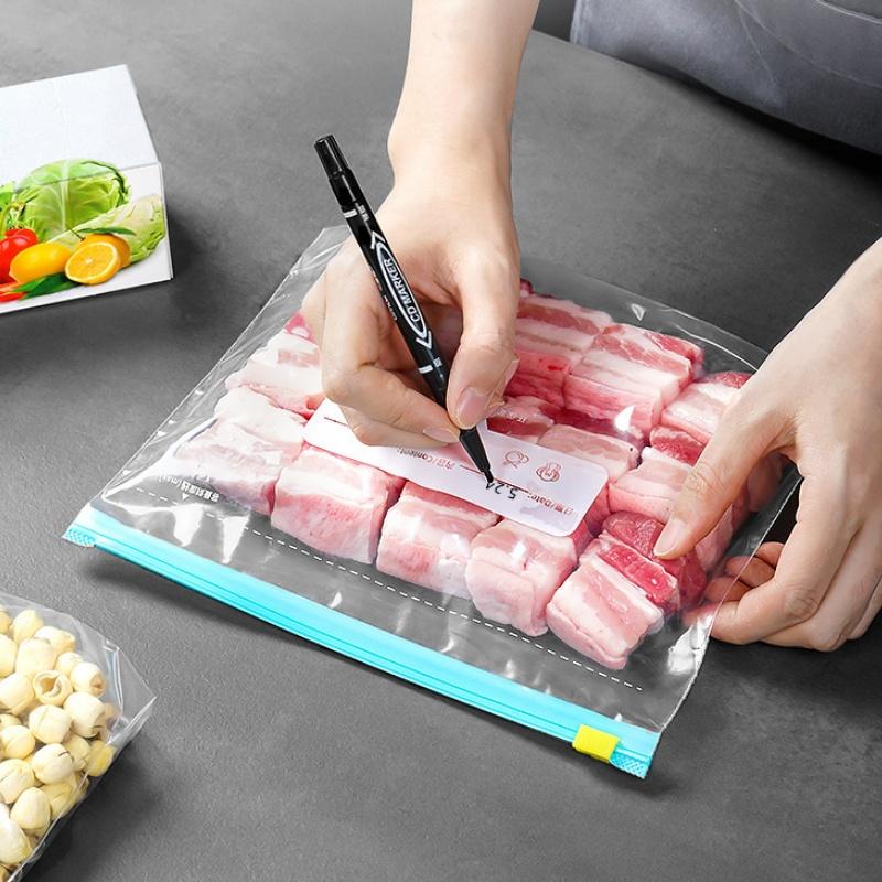 10/15/20Pcs Reusable Storage Bags Zipper Lock Bags Food Grade Transparent Fresh-Keeping Bags Kitchen Refrigerator Organizer