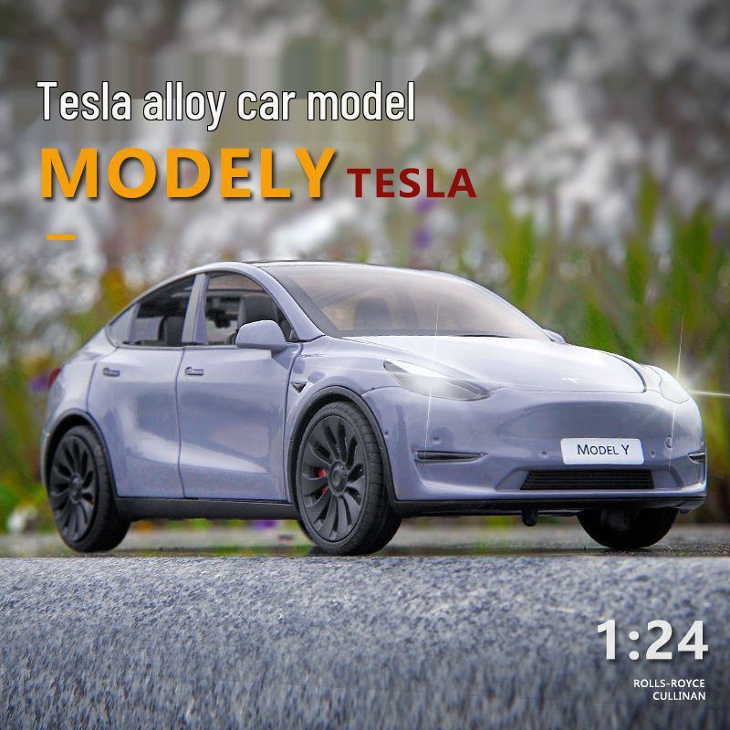 XLG1:24 Tesla Model Y Alloy Car Simulation Sedan Ornament Toy for Children.