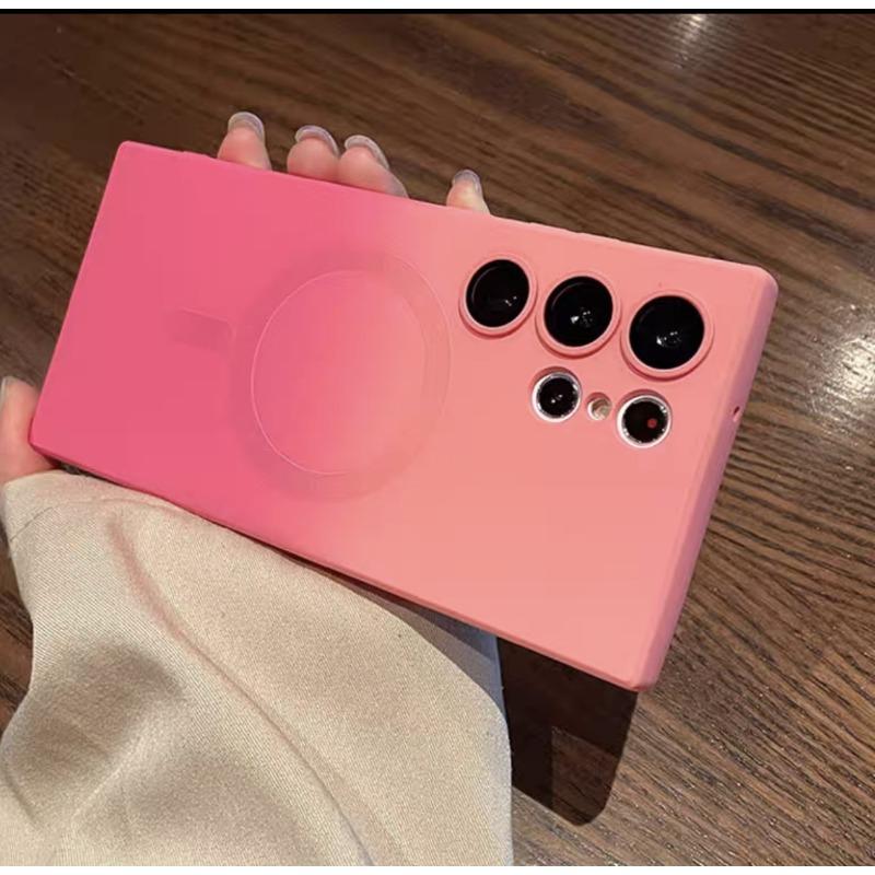 Suitable for Samsung S23ultra Liquid Silicone Gradient Magnetic Suction Phone Case S22 Anti Fall TPU Soft Shell with Lens Film