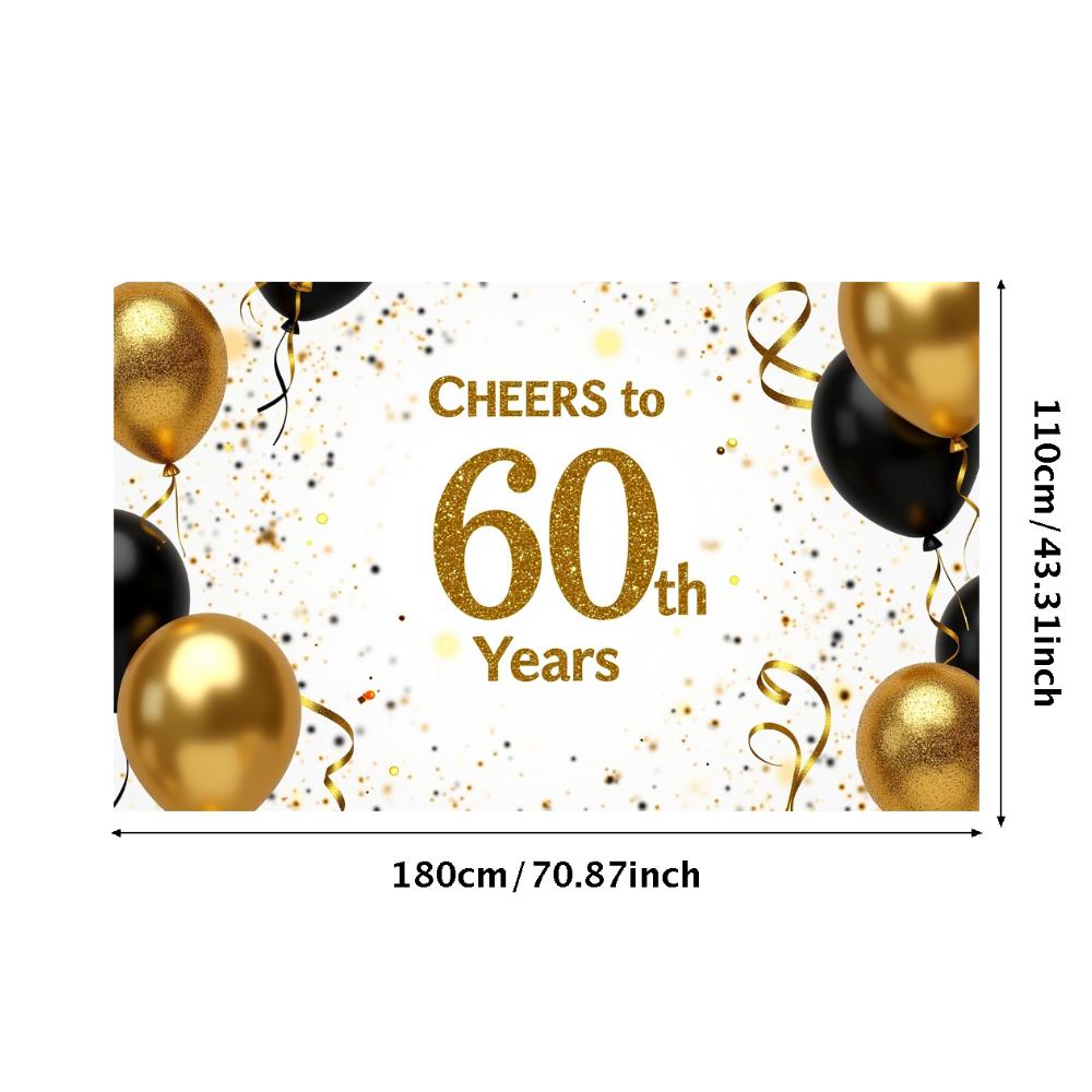 60th Anniversary Banner Cheers To 60 Years Backdrop Glitter Party Decoration Birthday Wedding Event Photography Background Props