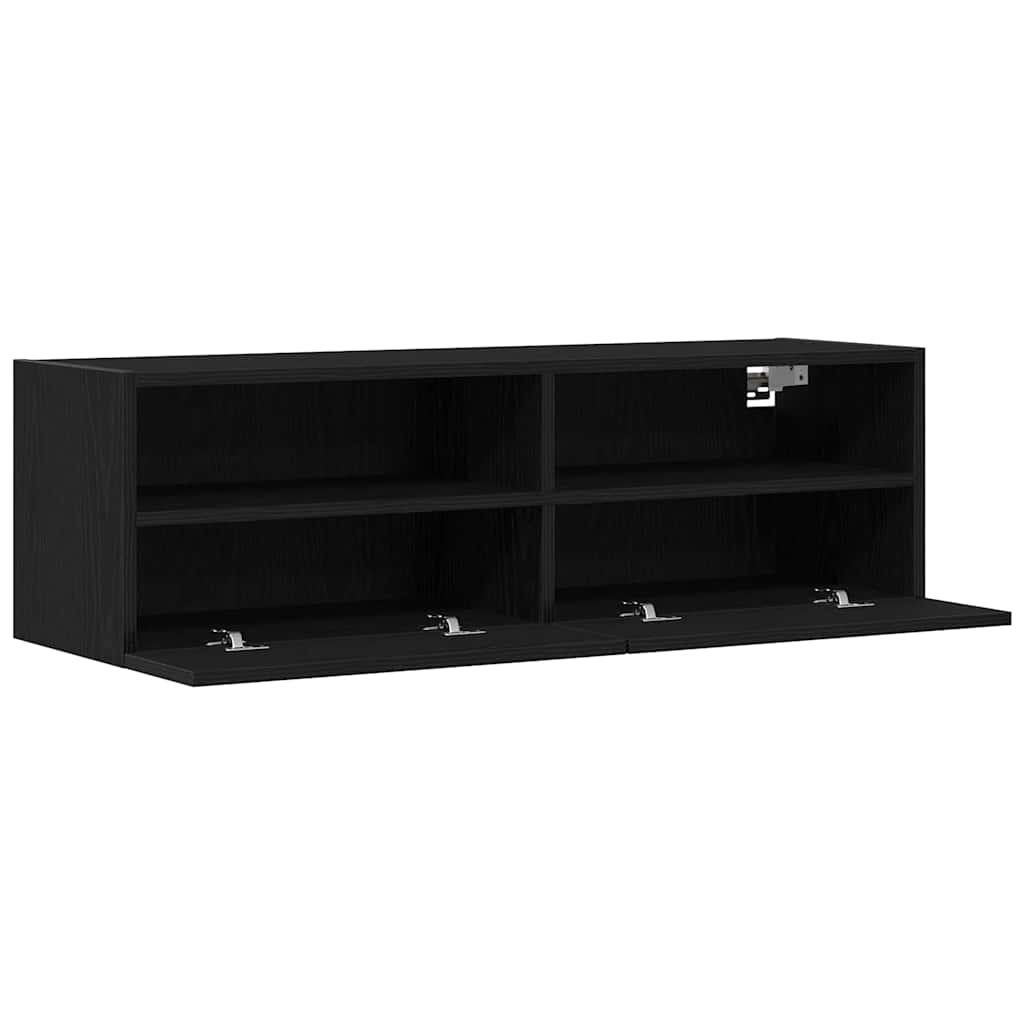 TV Wall Cabinet Black Oak Effect 100 x 30 x 30 cm