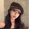 Women's flat-top hat with belt, British-style newsboy cap, duckbill cap, octagonal beret, trendy