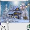 Christmas Little Snowman Tapestry Kawaii Wall Hanging Cute Scenery Anime Illustration Bedroom Living Room